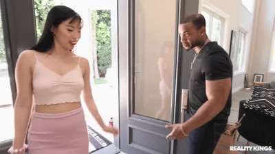 Petite Asian Elle Lee spins on BBC till real orgasmic paradise