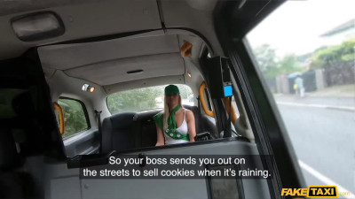 Busty Blonde Girl Scouts tries to sell her cookies - gets to sell her pussy instead.