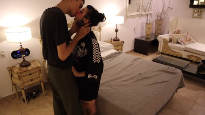 Inked goth girl fucked and creampied by her friend in cowgirl pose