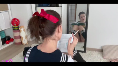 Naughty Hot Slim Inked Student Wanna Get Her Asshole Worked Out With A Big Dong