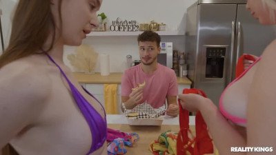 Appetizing Hazel Moore and Heather Honey beg for intense ass fuck in 3some