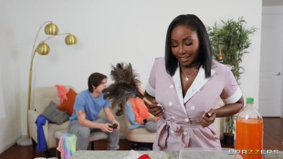 Osa Lovely cleans up the young man's cock