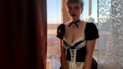 Goth Maid pleasures her master with all her zeal