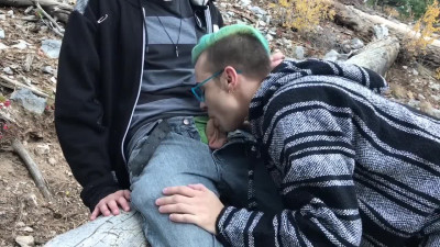 Short-haired whore rocks fat cock right in the woods - Amateur Video