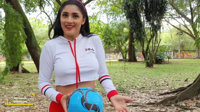 Sporty Latina squirts with a remote controlled toy in her pussy
