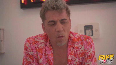 Hostel Owner gets to have his way with a Chocolate and Vanilla babes