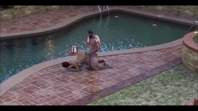 Cartoon MILF gets deep BBC penetration by the pool