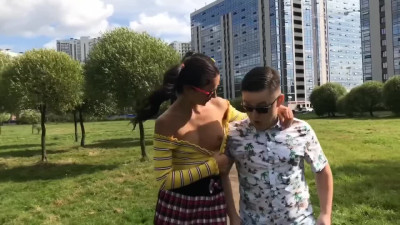 A cute Russian schoolgirl fucked hotly with her classmate nerd.