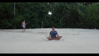 Girl doesn't care that this guy is meditating, she just wants his dick
