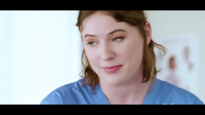 Big boobs nurse uses her nipples to fuck her coworker's greedy pussy