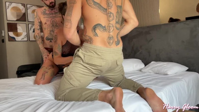 Sexy Lusty Brunette Hottie Gets a Threesome Surprise From Her Husband And His Friend
