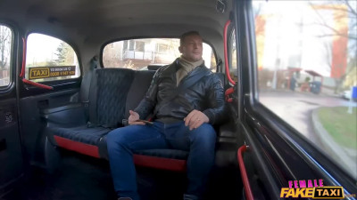 Plump Busty Brunette Taxi Driver Enjoys Her Client's French Dick In the Backseat