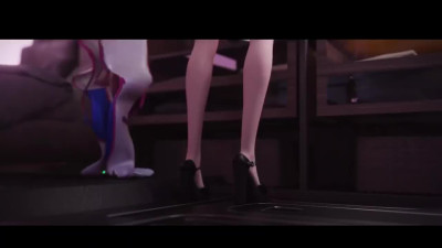 D.va gets spitroasted by cocks.
