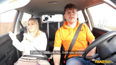 Dashing skinny blonde Lucky Bee gets lucky with a big-cock driver