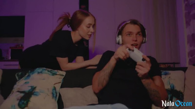 Sexy perverted Blonde Nata Ocean seduced her bf to fuck instead of playing games