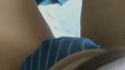 Cute teen in panties plays with her cunny for the first time