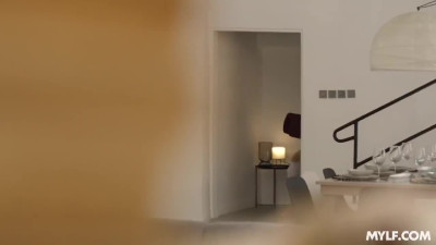 Blonde MILF got horny and fucked a yoga coach with a big cock