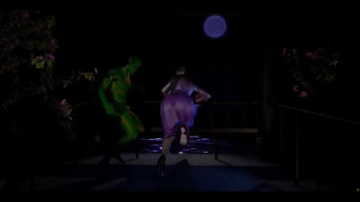 Busty Curvy goddess blows Green Monster's dick and gets creampied