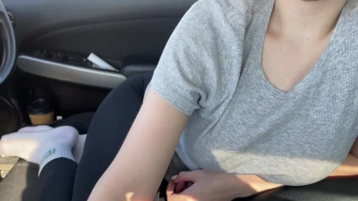 Russian busty teen gets excited and fucked in the car