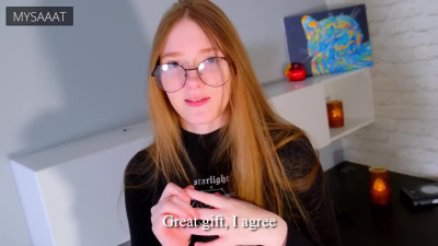 A cute cutie with glasses decided to make her boyfriend nice because she really likes him.