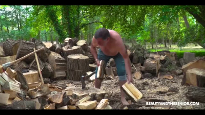 Skinny Blonde Teen Gets Her Pussy Jackhammered By An Old Lumberjack In the Wood
