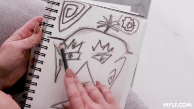 MILF asked her stepson to pose naked for her future masterpiece