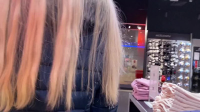 My Cute Sexy Slim Blonde GF Likes Risky Blowjob And Fuck In the Fitting Room