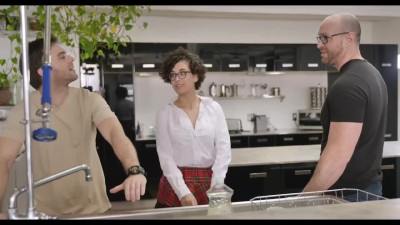 College girl got stuck on purpose to seduce handsome boy for crazy fuck in the kitchen