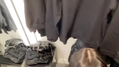 Cute Slim Busty Brunette Shop Assistant Takes Advantage Of My Cock In the Fitting-room