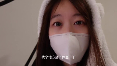 Slim Japanese in mask sucks the stick after her wet pussy