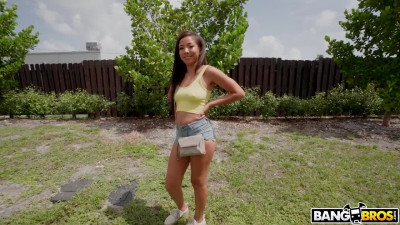 Ebony Malina Melendez reaches cock in the Bang Bus