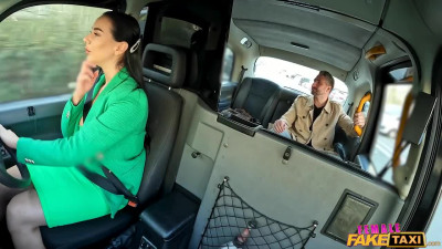 Hot Slim Busty Brunette Taxi Driver Satisfies Her Sexual Hunger With Her Handsome Client