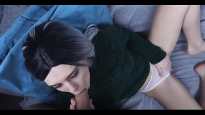 Looking into the big blue eyes of a teen when she sucks my cock