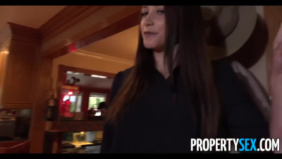 Real estate agent works not only with her head but also with her pussy to sell another house