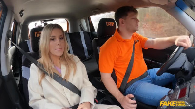 Cute Slim Blonde Sucks And Rides Her Instructor's Cock Instead Of Driving a Car