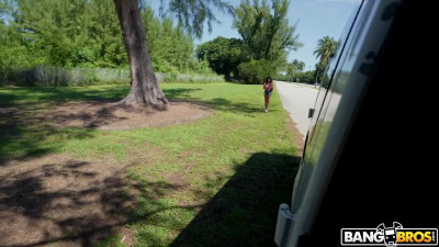 A hot African American woman fucks with a stranger on the bus for money.