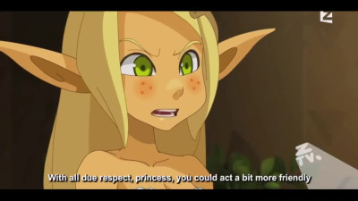 Elf princess is having fun with her horny friend and tentacles