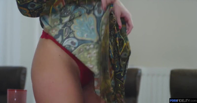 MILF in red lingerie Karol Lilien gets foreplayes before having a big cock inside of her