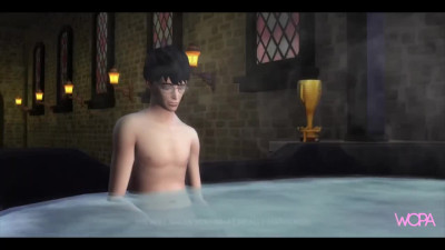 SIMS animation - Harry Potter and Moaning Myrtie share a moment in the school bath.