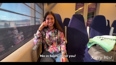 Stranger Russian girl shows tits and gives a blowjob on a train