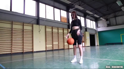 Tall Brunette Basketball Player Gets Caught Masturbating In The Locker Room And Fucked With Two BBCs
