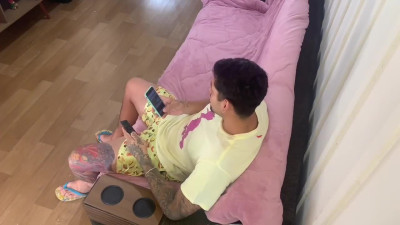Spy Camera Captured a Sexy Phat-booty Inked Brazilian Chick Twerking Over Her BF's Dong