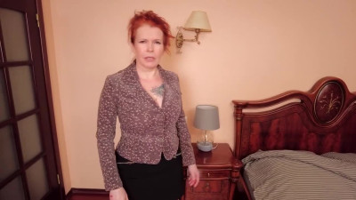 Sharing One Bed In the Hotel Ends Up With a Hot Fuck For a Lad And His Busty Curvy Red-hair Step-mom