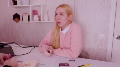 Lovely Blonde Student Has Prepared Her Asshole For Her Tutor With a Butt-plug