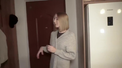 Delivery gal comes in sexy lingerie and sucks cock for tip.