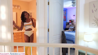 Black beauty is treated like a princess when pussy licked and cummed on her tits