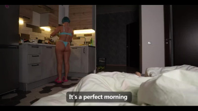 Thicc teen enjoys intense home fuck after brewing coffee