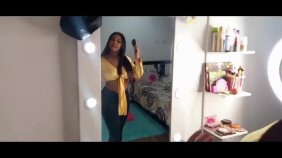 Big-ass ebony swallows a penis deep with her throat