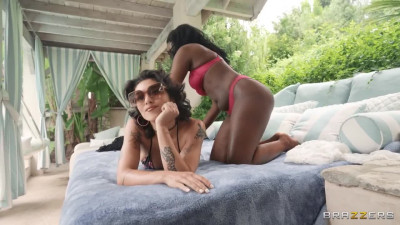 Brooklyn Gray and Artemisia Love are delighted with the outdoor threesome
