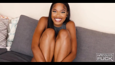Gorgeous ebony fucked by her white boyfriend in hot casting scene